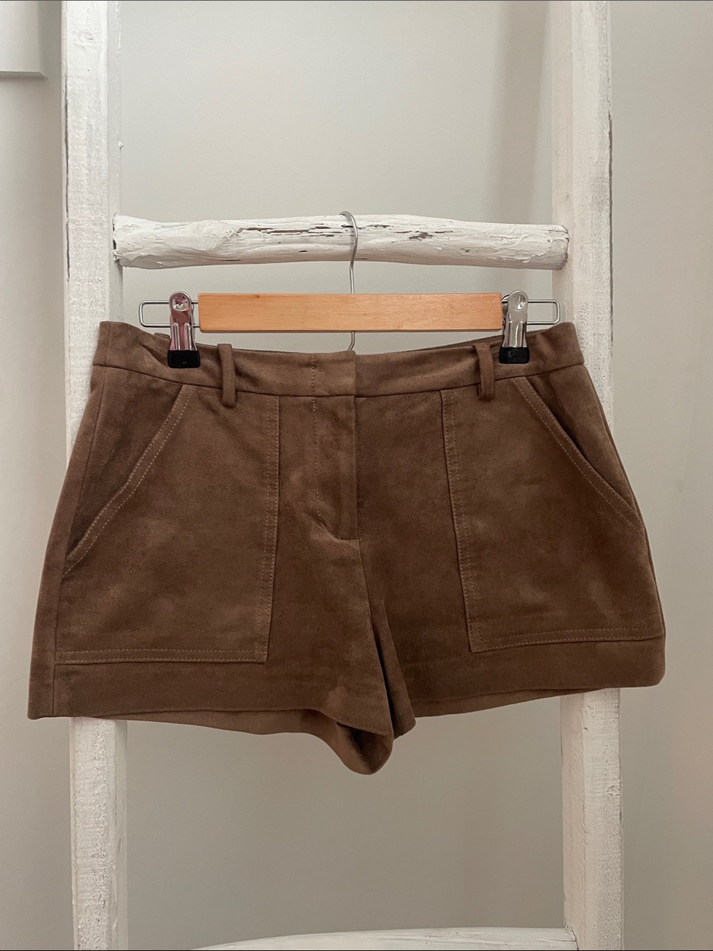 BCBGMaxAzria Brown Suede-Look Shorts